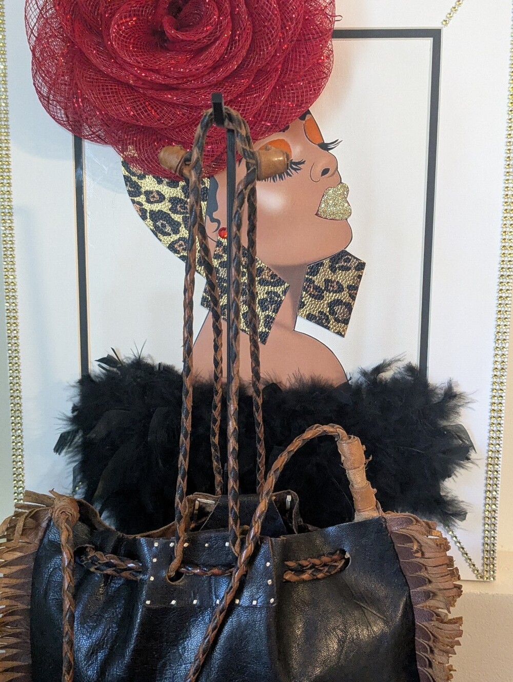 Handcrafted Vintage Boho Western Detail Leather Fringe Shoulder Crossbody Tote - Picture 13 of 16